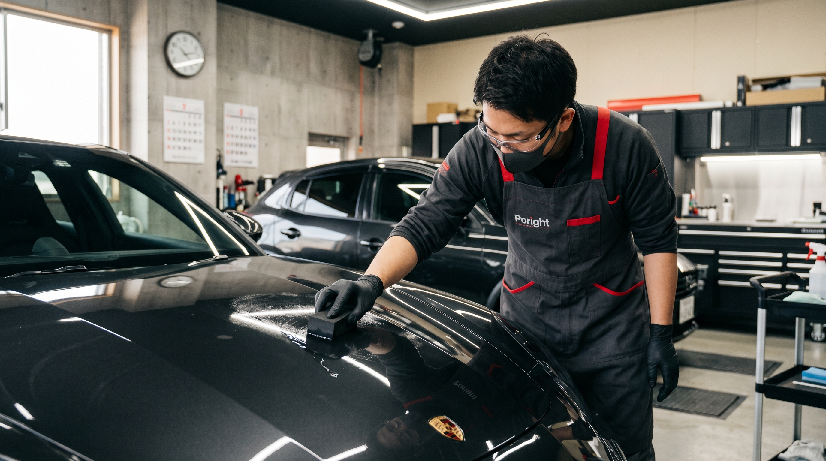 コーティング施工シーン — 板金塗装後のタイミング判断