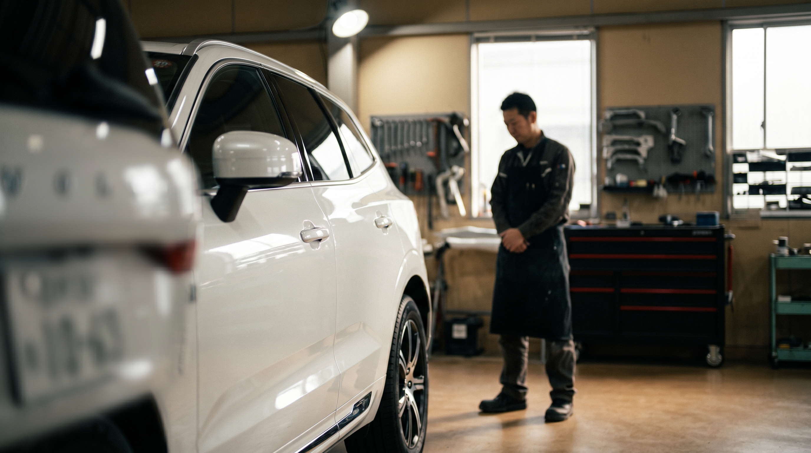 ボルボXC60 後部ドア大型凹み+フレーム修正を¥134,000・8日で板金修理｜一宮Poright施工事例